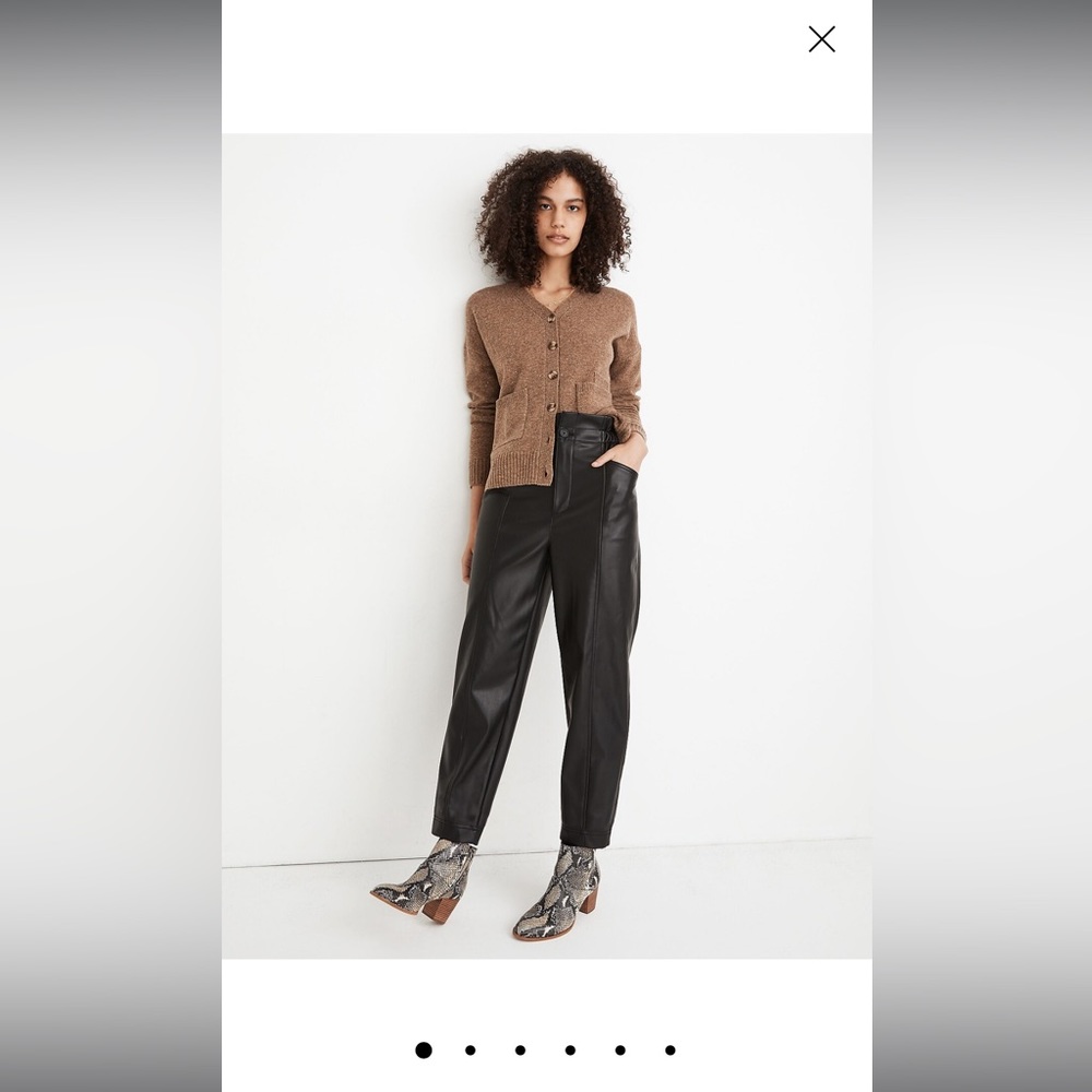 Vegan Leather Pull-On Paperbag Pants